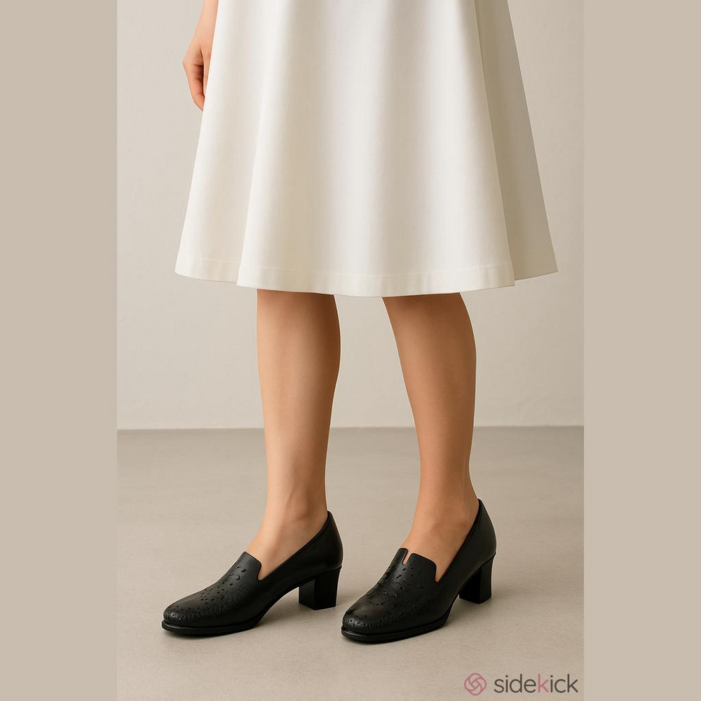 SAS Sonyo Black Leather Slip On Heel 6M